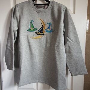 Quacker Factory Small Halloween Sweatshirt Embroidered Witch Hat